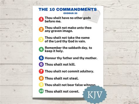 the ten commandments in order kjv